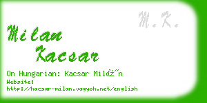 milan kacsar business card